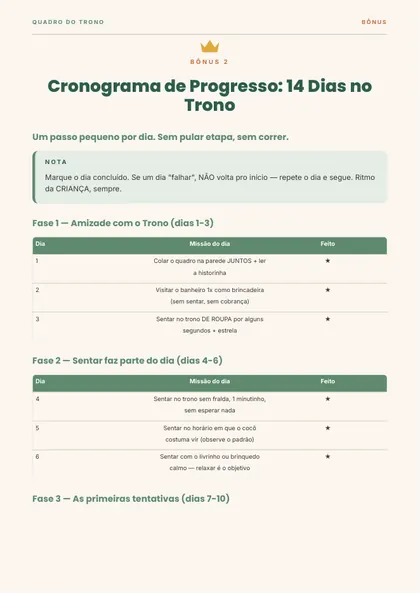 Cronograma 14 Dias no Trono — página real
