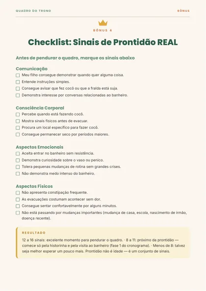 Checklist Sinais de Prontidão — página real
